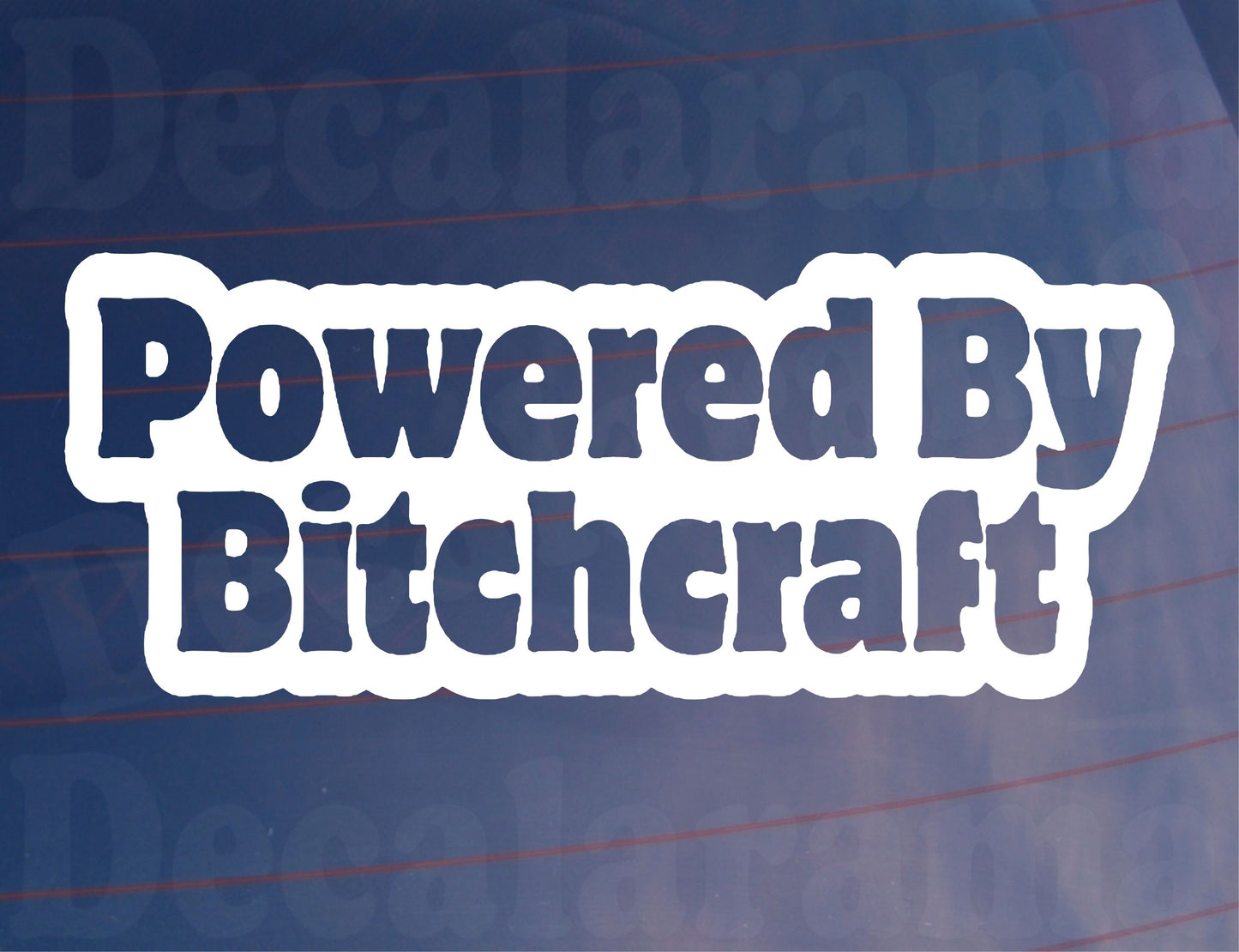 Car Sticker Powered By Bitchcraft Novelty Van Window Bumper Boot Door Decal