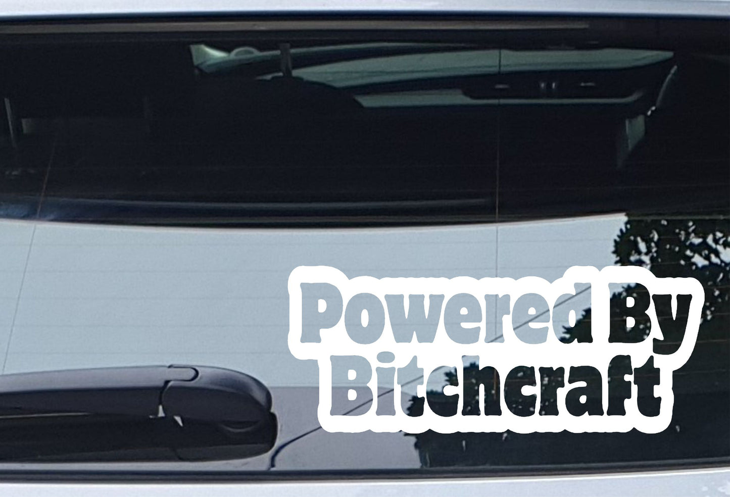 Car Sticker Powered By Bitchcraft Novelty Van Window Bumper Boot Door Decal