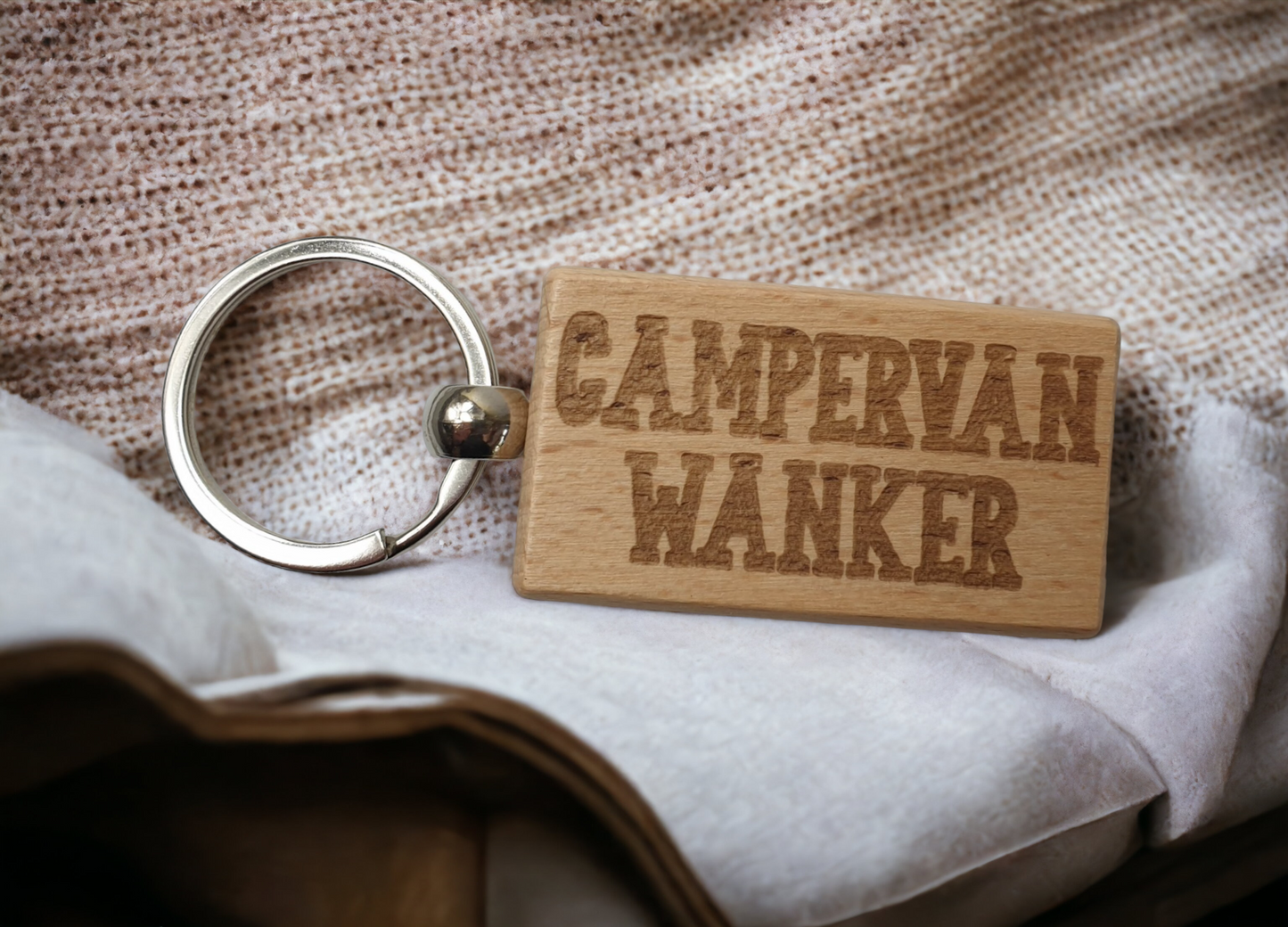Campervan Keyring Gift Campervan Wanker Cute Engraved Wooden Motorhome Key Fob Fun Novelty Nice Custom Present