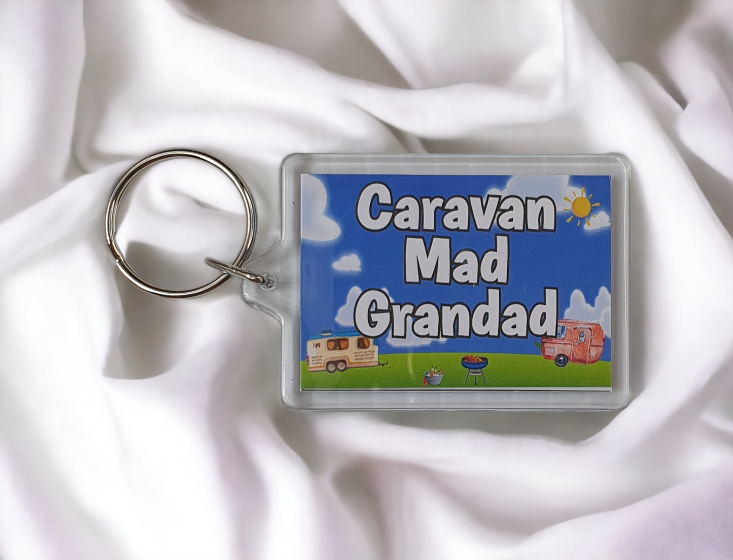 Grandad Caravan Keyring Gift - Caravan Mad Grandad - Fun Cute Novelty Holiday Present