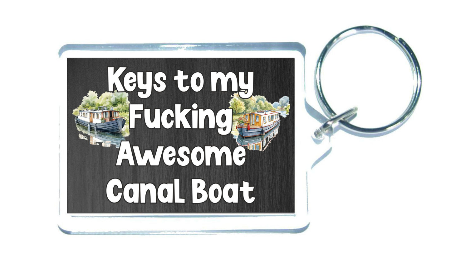 Boating Keyring Gift – Keys To My Fucking Awesome Canal Boat - Nice Fun Cute Novelty Present