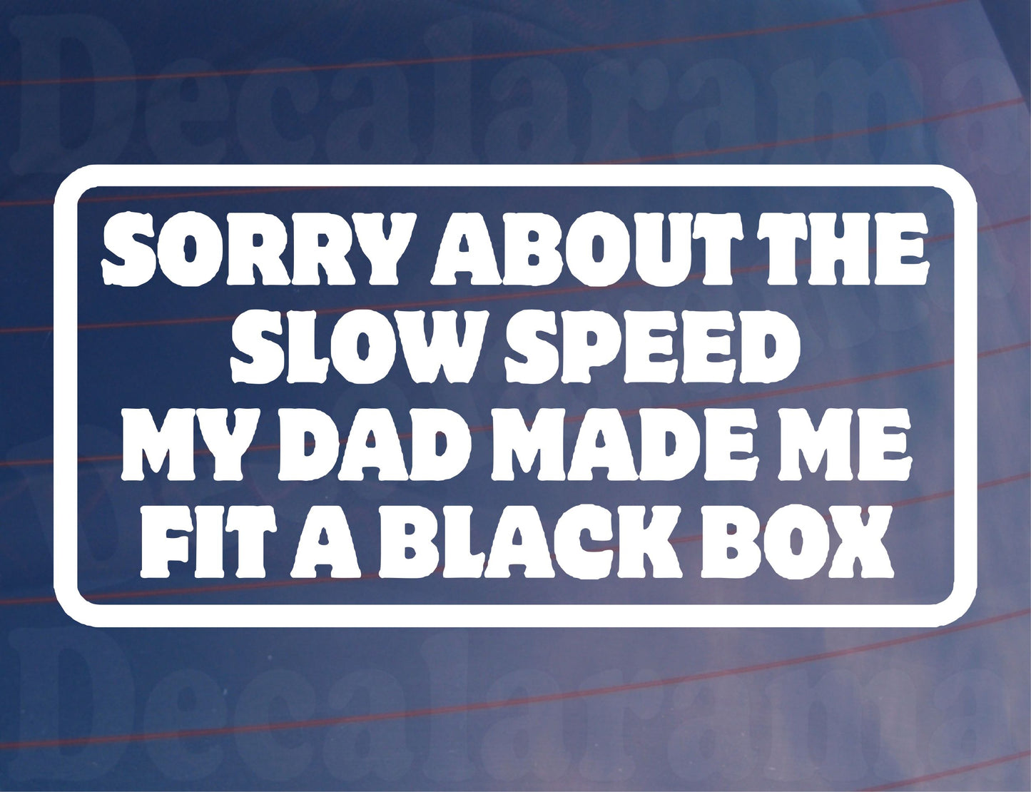 Car Sticker Sorry About The Slow Speed My Dad Made Me Fit A Black Box Window Bumper Door Young Driver Decal Present