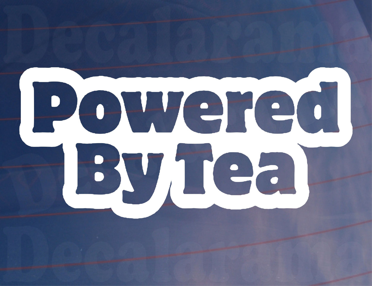 Car Sticker Powered By Tea Novelty Van Window Bumper Boot Door Decal Gift Present