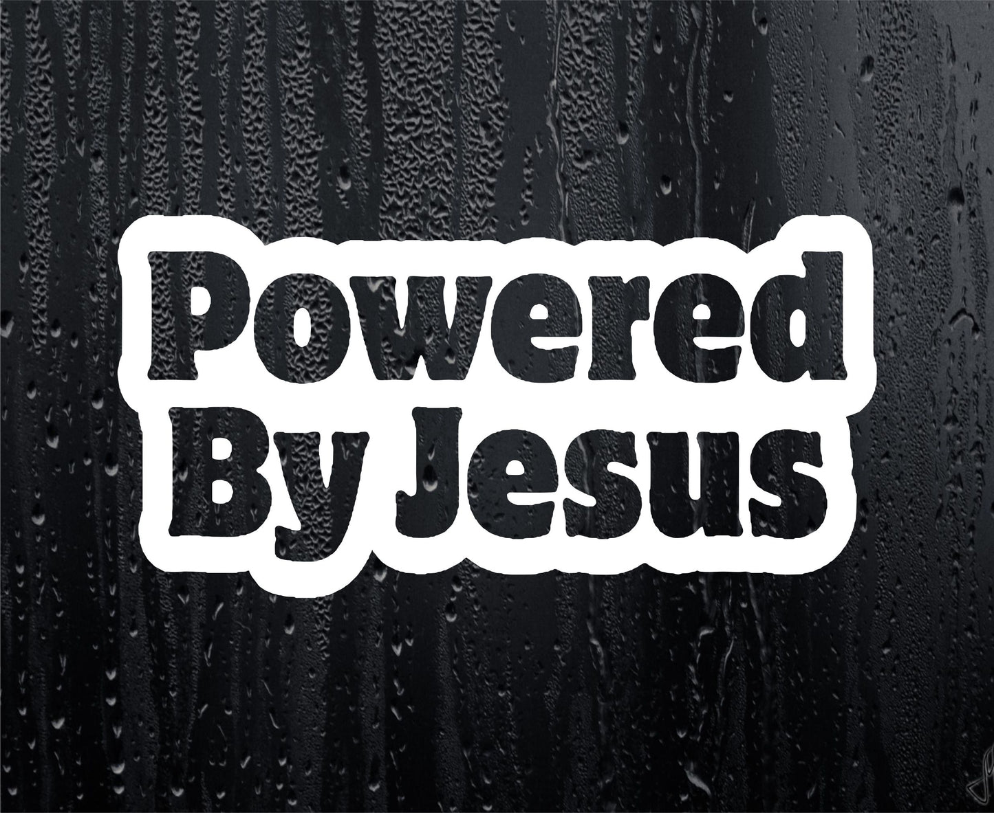 Car Sticker Powered By Jesus Fun Cute Religion Novelty Van Window Bumper Boot Door Decal Present Gift