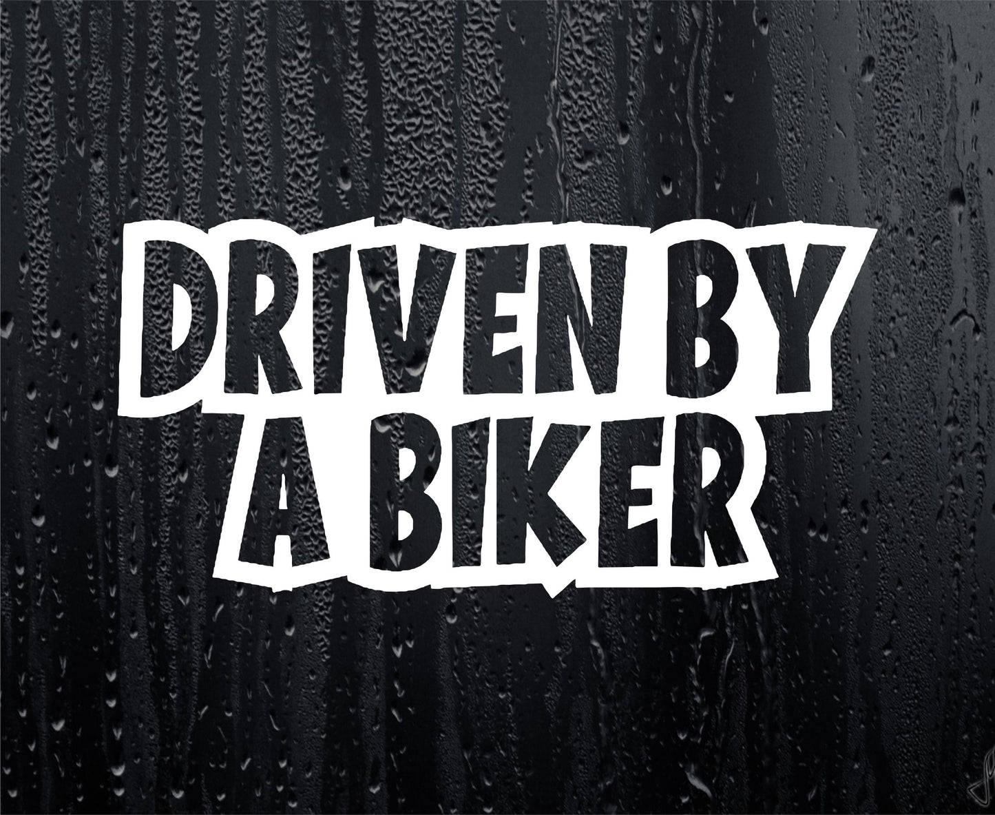 Car Sticker Driven By A Biker Fun Cute Novelty Bonnet Van Bumper Boot Door Window Decal Present