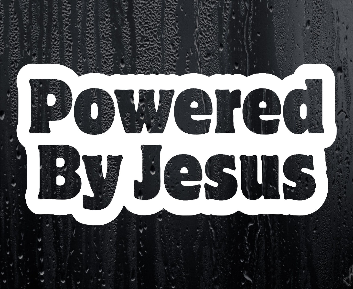 Car Sticker Powered By Jesus Fun Cute Religion Novelty Van Window Bumper Boot Door Decal Present Gift