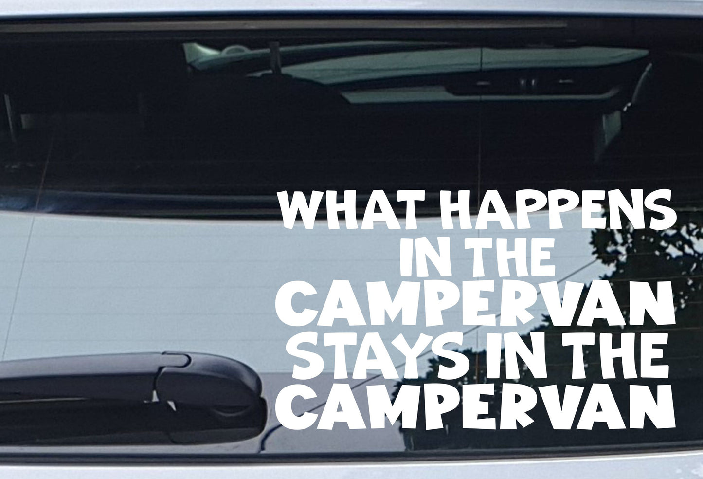 Funny Sticker What Happens In The Campervan Stays In The Campervan Novelty Window Bumper Boot Door Decal Gift Present