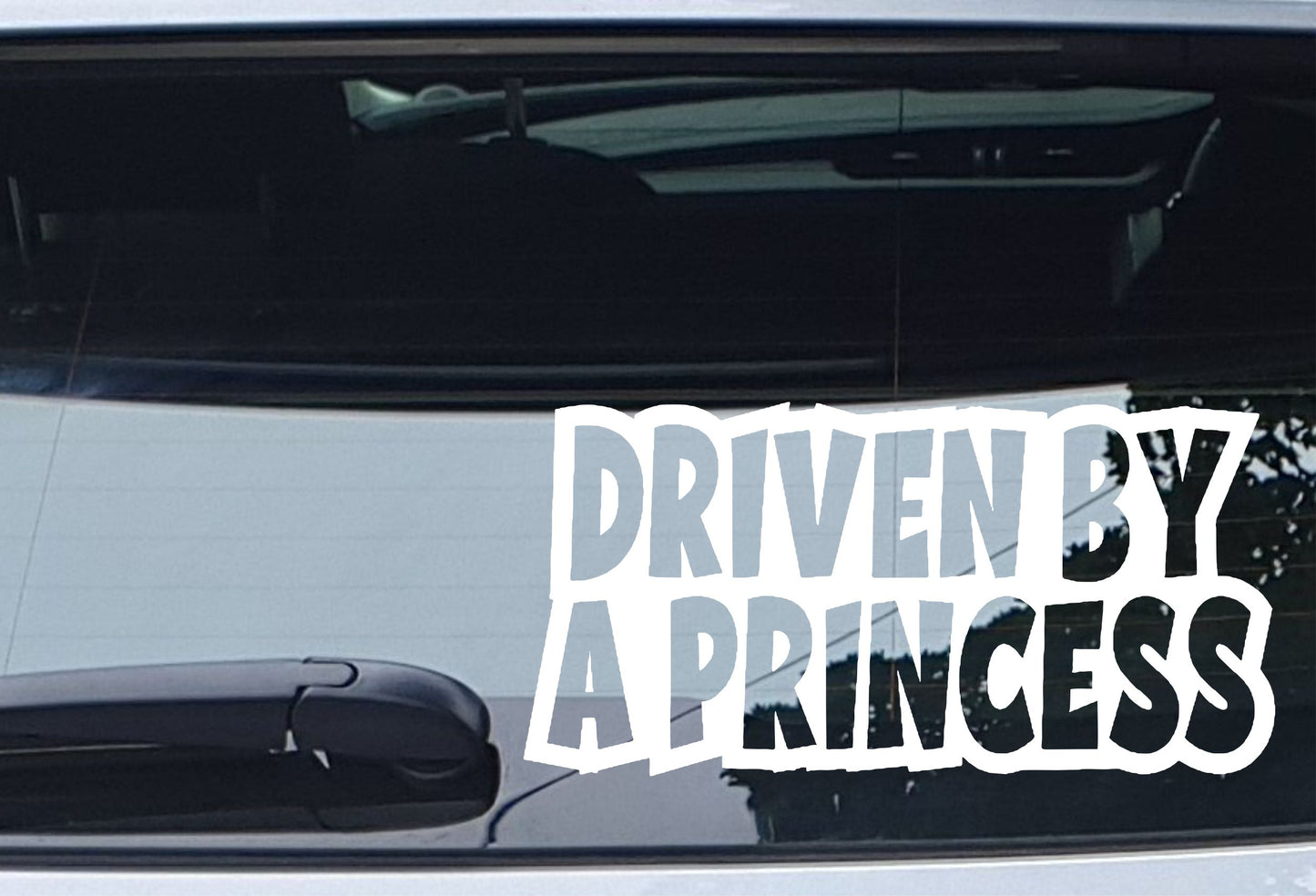 Car Sticker Driven By A Princess Fun Nice Cute Novelty Bonnet Van Bumper Boot Door Window Decal