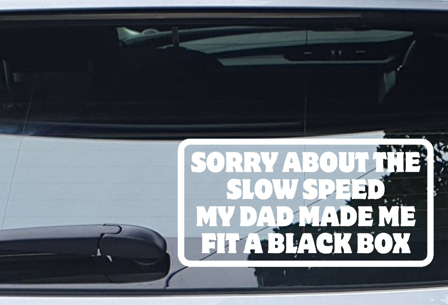 Car Sticker Sorry About The Slow Speed My Dad Made Me Fit A Black Box Window Bumper Door Young Driver Decal Present