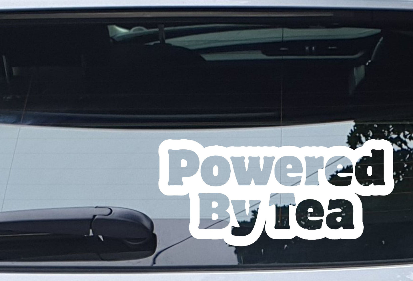 Car Sticker Powered By Tea Novelty Van Window Bumper Boot Door Decal Gift Present