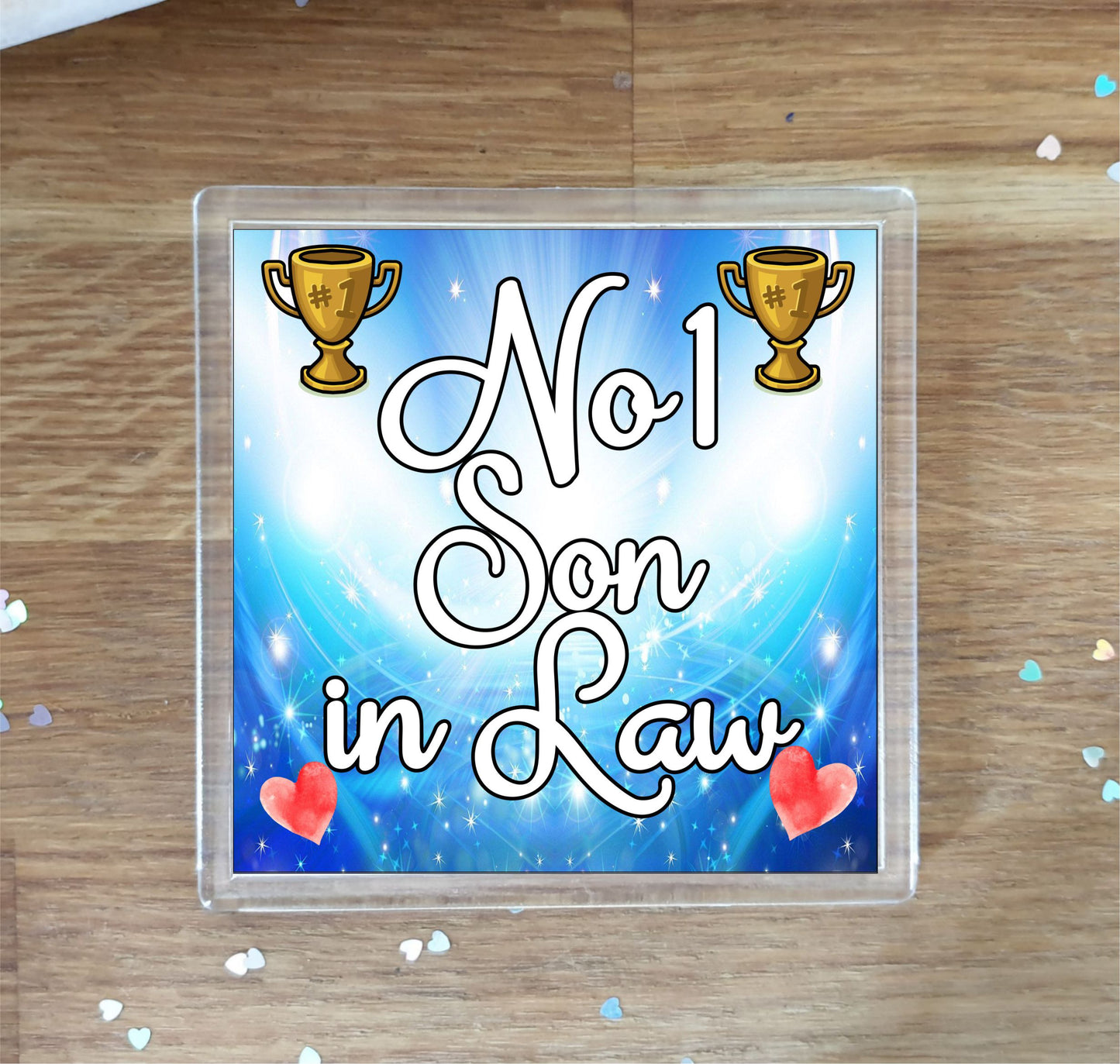 Son in Law Coaster Gift - Number One Son in Law - Fun Cute Novelty Family Present