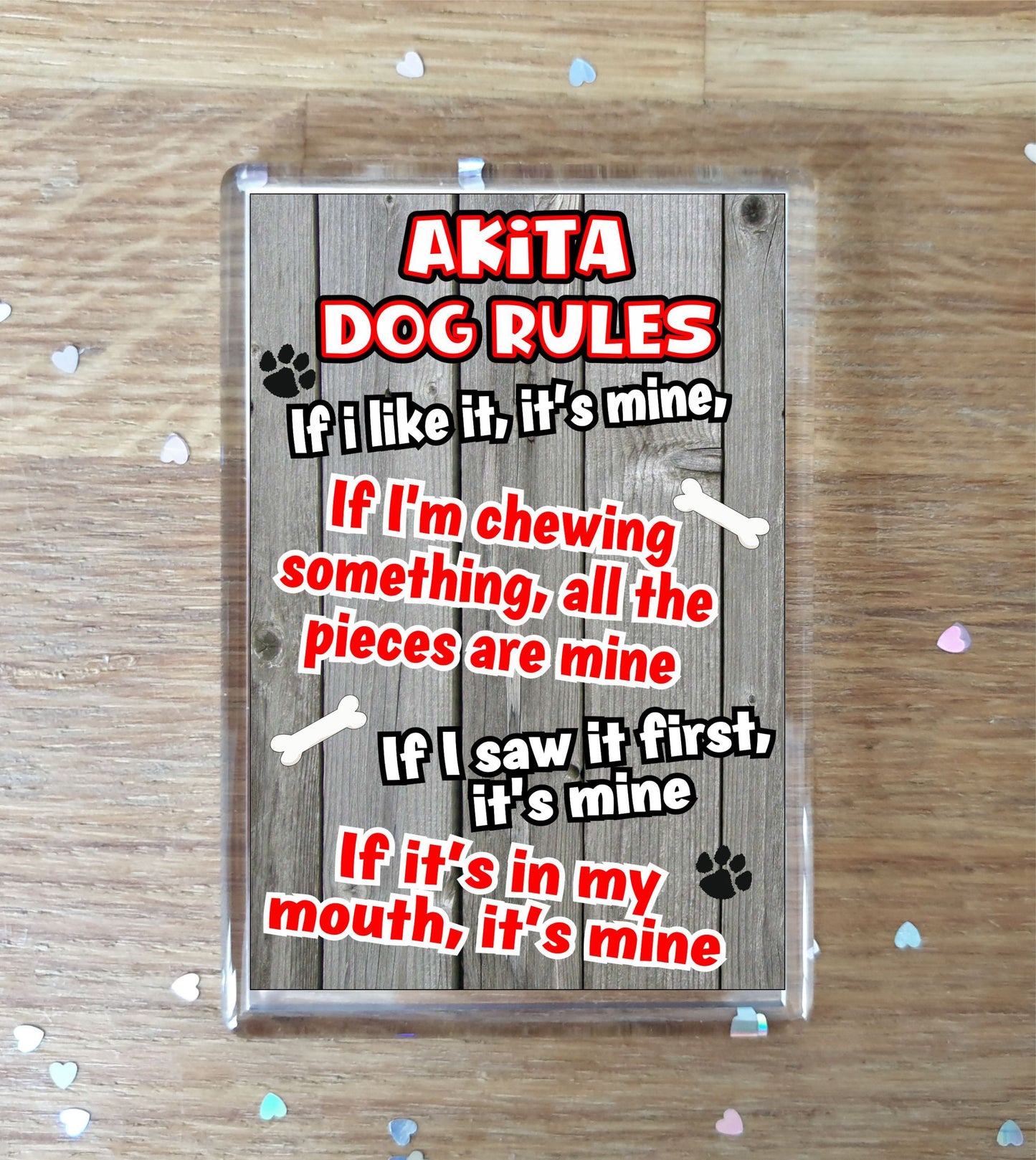 Akita Fridge Magnet Gift - Dog Rules It's Mine - Fun Cute Animal Novelty Pet Birthday Gift