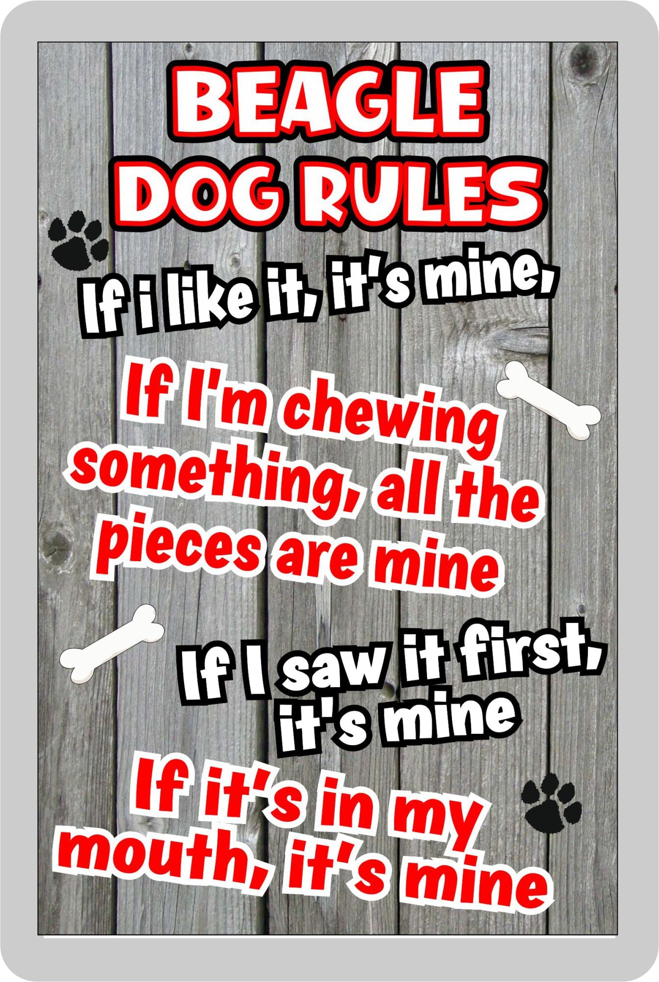 Beagle Fridge Magnet Gift - Dog Rules It's Mine - Fun Cute Animal Novelty Pet Birthday Gift