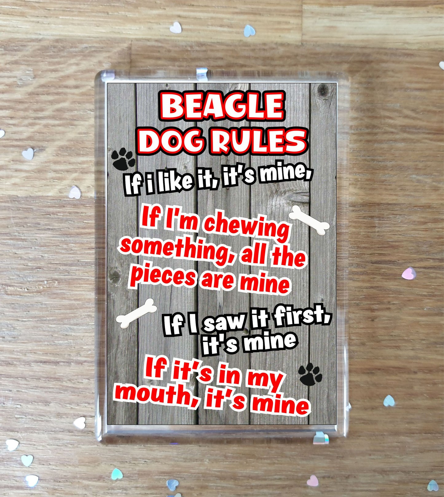 Beagle Fridge Magnet Gift - Dog Rules It's Mine - Fun Cute Animal Novelty Pet Birthday Gift