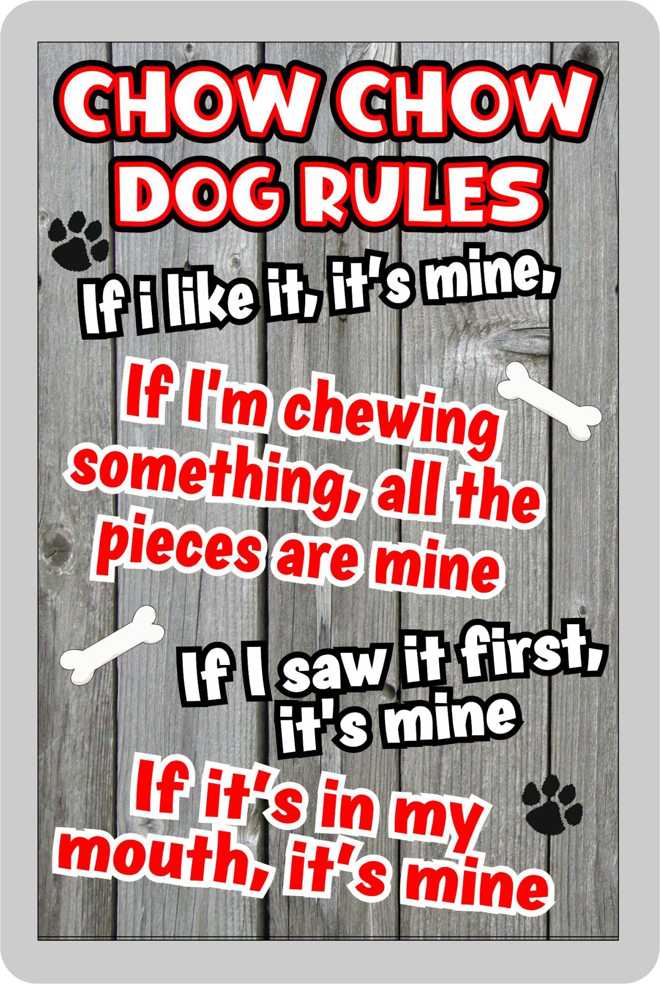 Chow Chow Fridge Magnet Gift - Dog Rules It's Mine - Fun Cute Animal Novelty Pet Birthday Gift