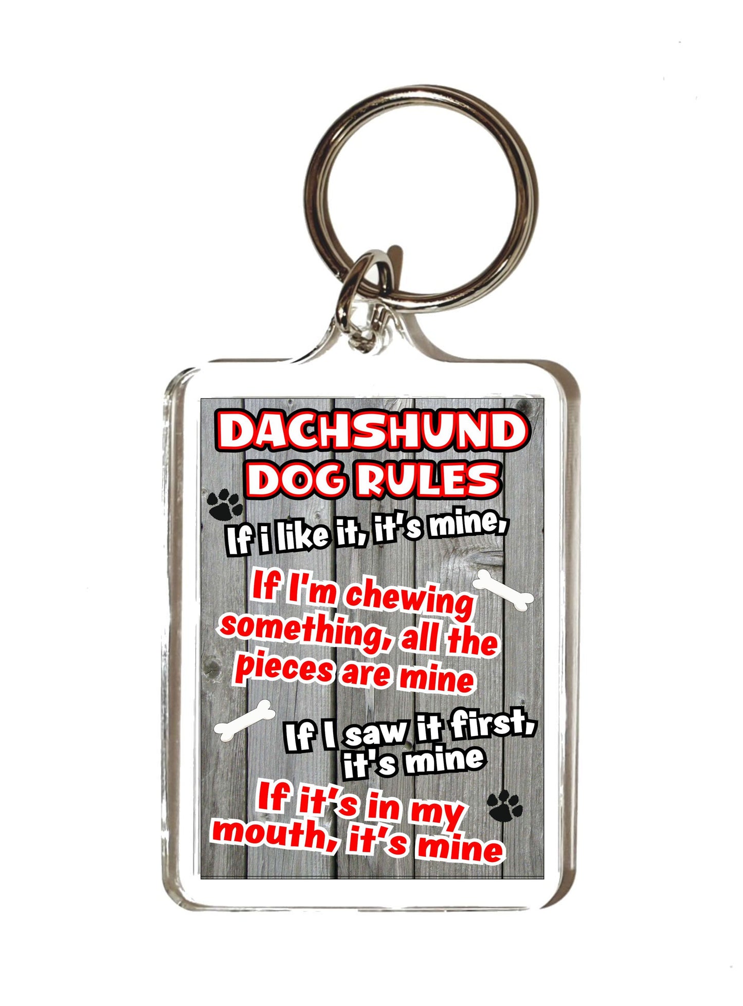 Dachshund Keyring Gift - Dog Rules - If I Like It It's Mine - Fun Cute Animal Novelty Pet Birthday Gift