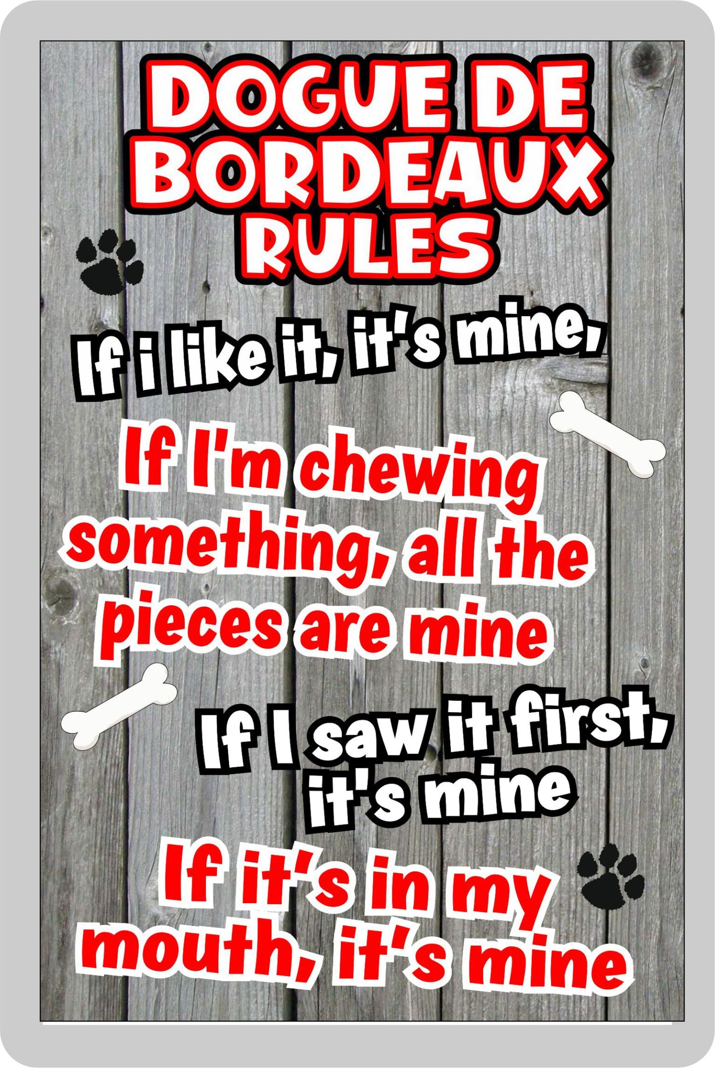 Dogue De Bordeaux Fridge Magnet Gift - Dog Rules It's Mine - Fun Cute Animal Novelty Pet Birthday Gift