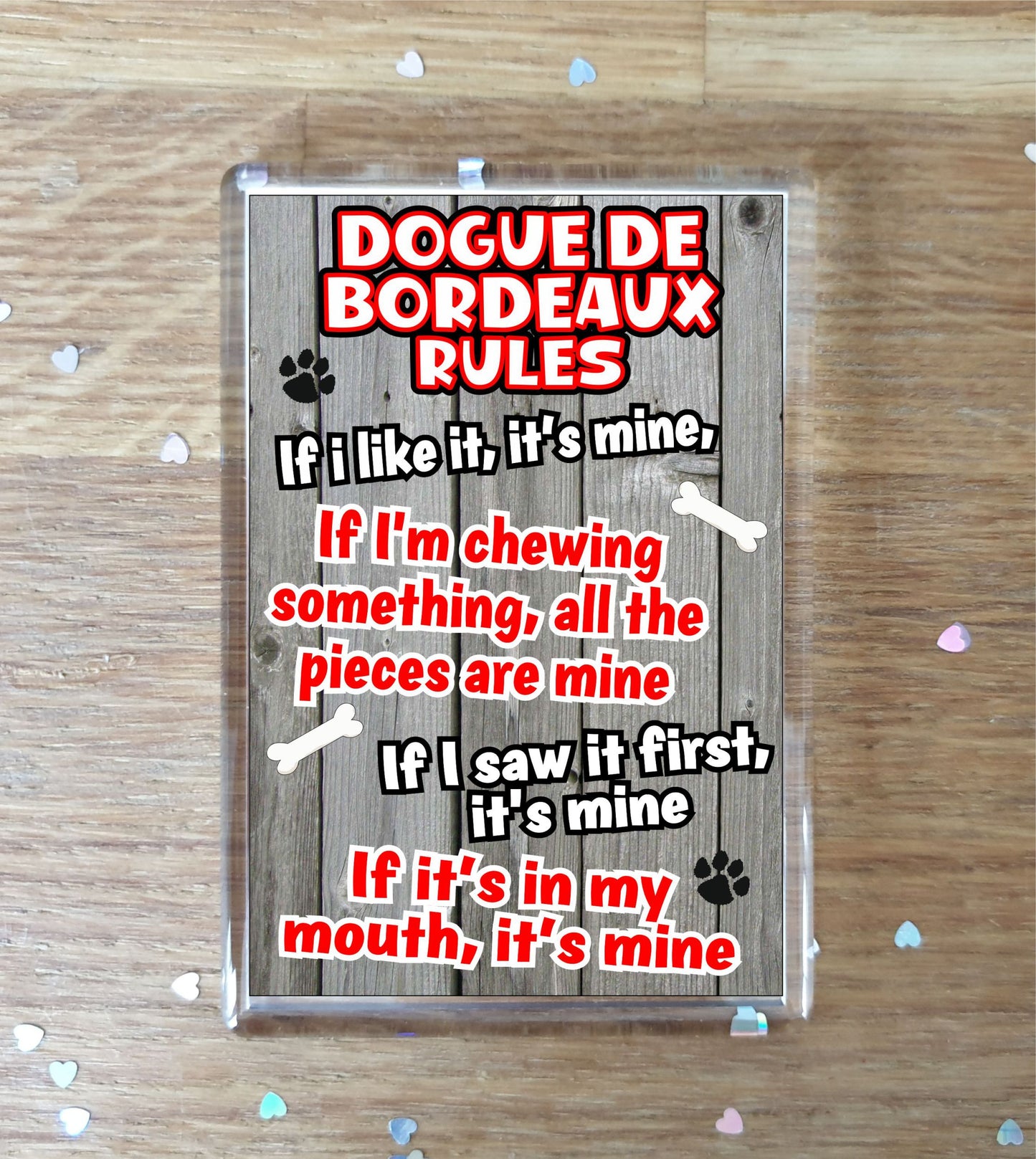 Dogue De Bordeaux Fridge Magnet Gift - Dog Rules It's Mine - Fun Cute Animal Novelty Pet Birthday Gift