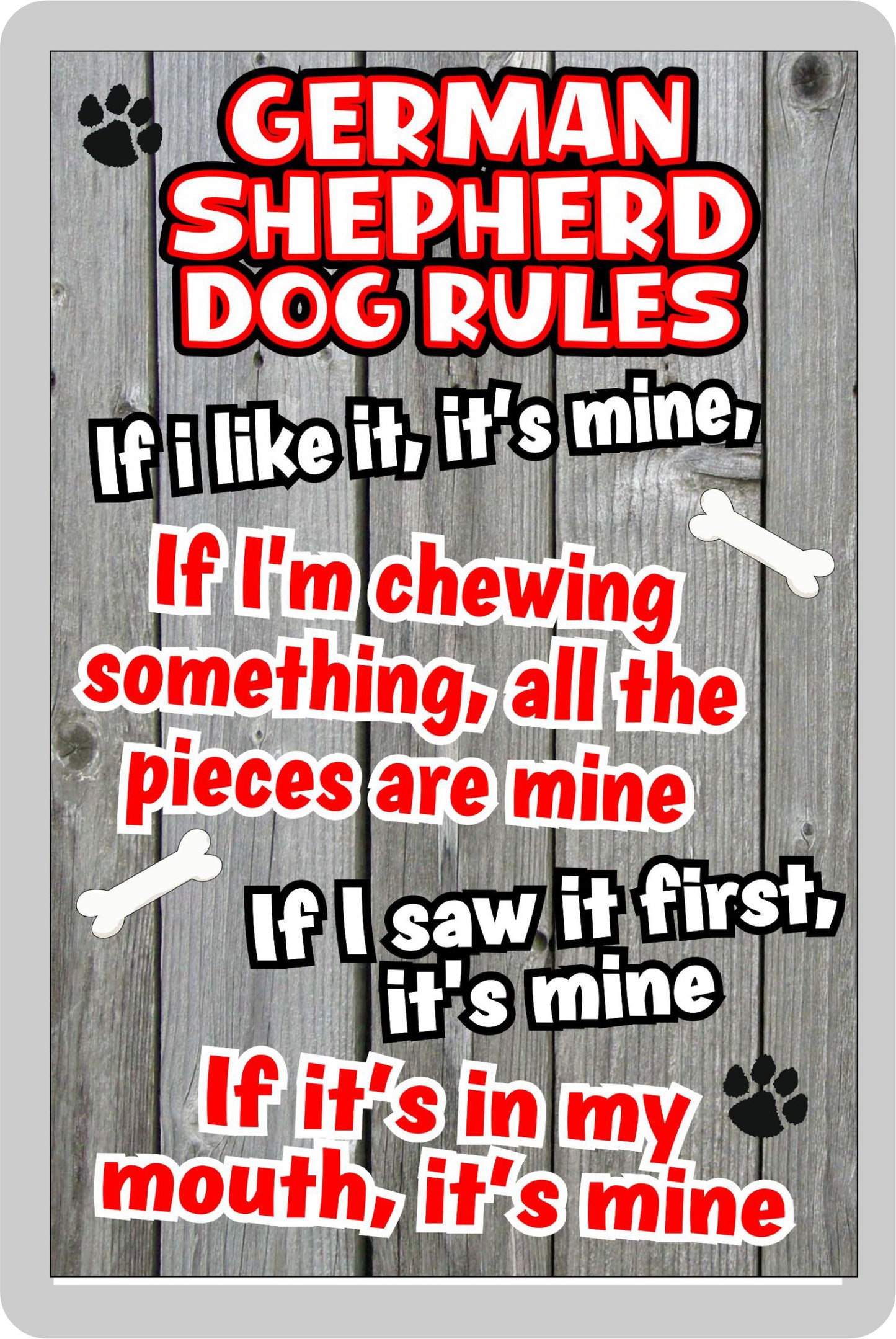 German Shepherd Fridge Magnet Gift - Dog Rules It's Mine - Fun Cute Animal Novelty Pet Birthday Gift