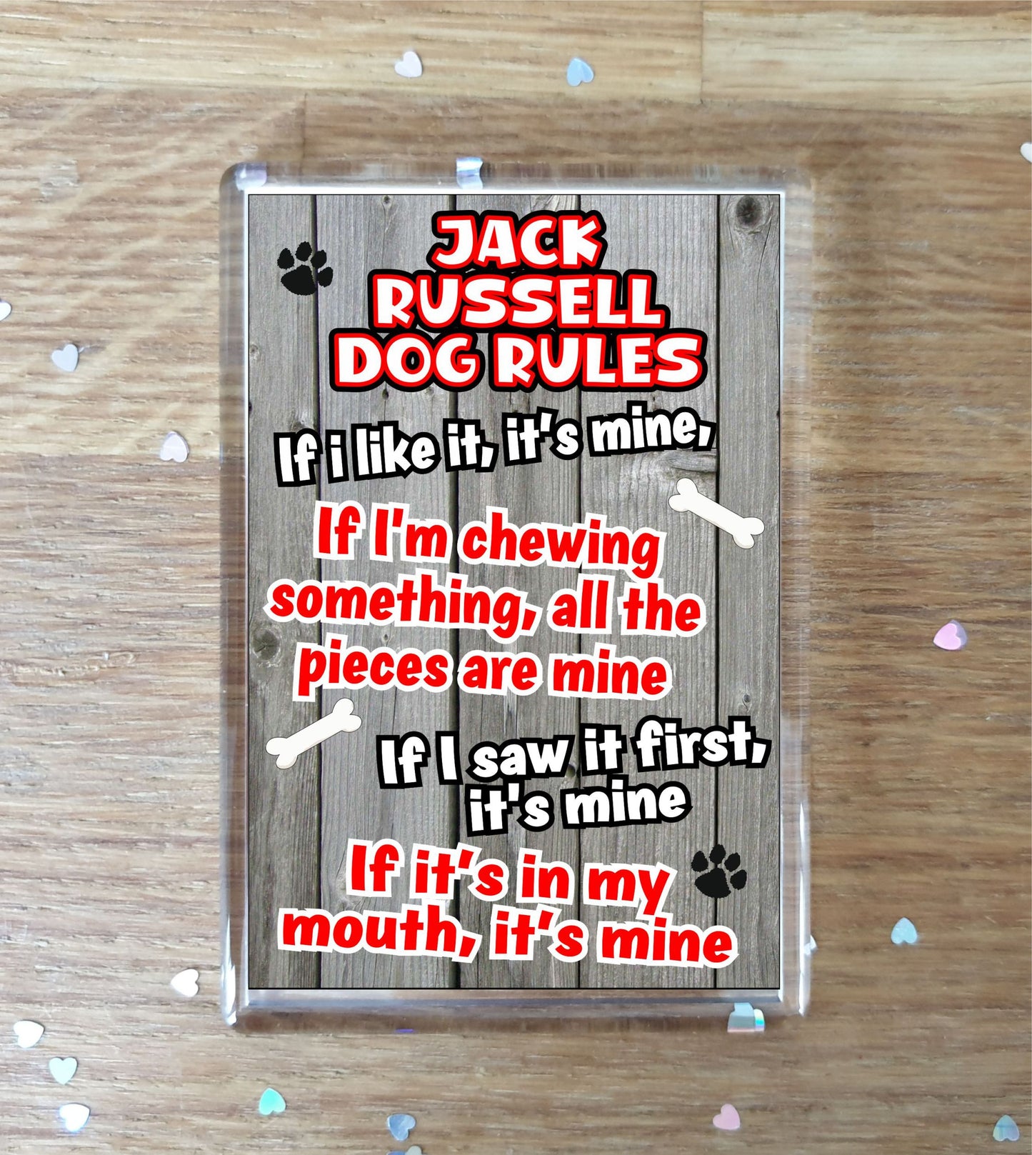 Jack Russell Fridge Magnet Gift - Dog Rules It's Mine - Fun Cute Animal Novelty Pet Birthday Gift