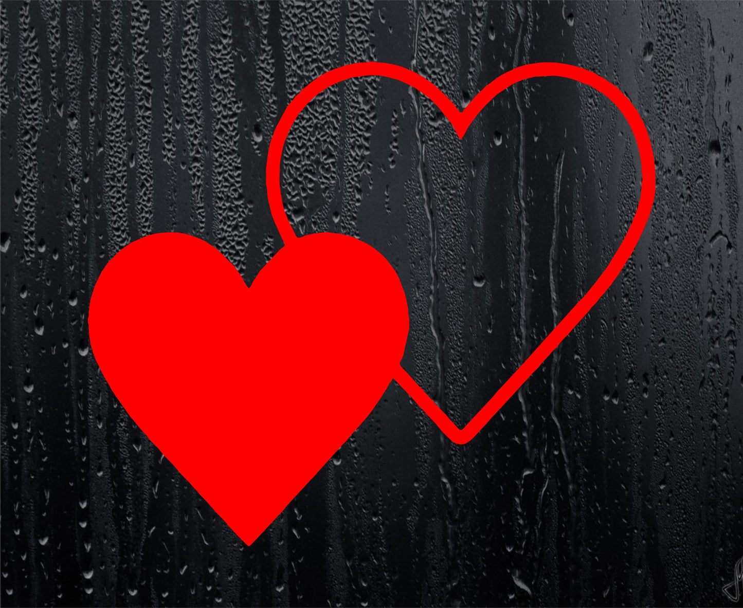 Double Heart Outline Red Car Van Sticker Window Boot Bumper Laptop Mirror Decal