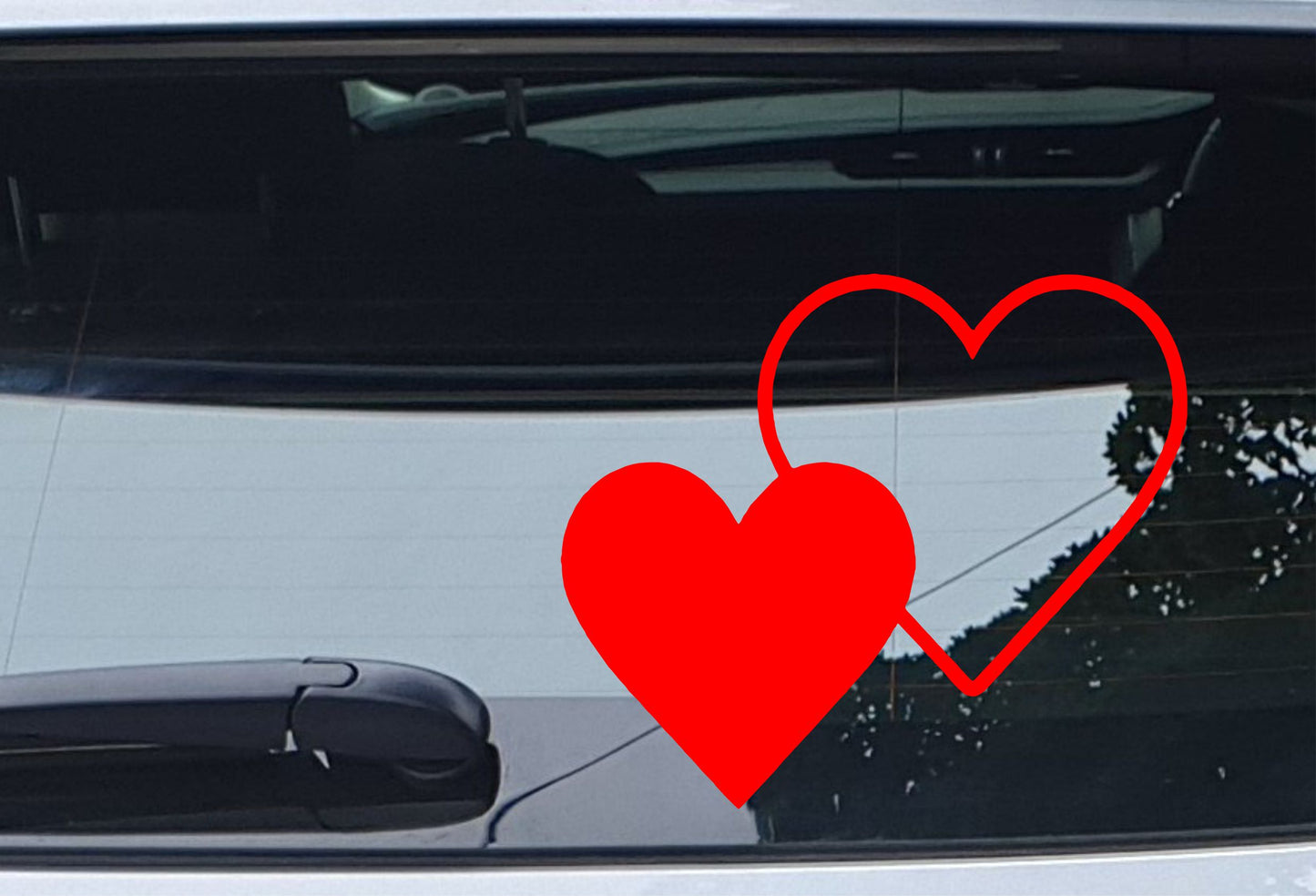 Double Heart Outline Red Car Van Sticker Window Boot Bumper Laptop Mirror Decal