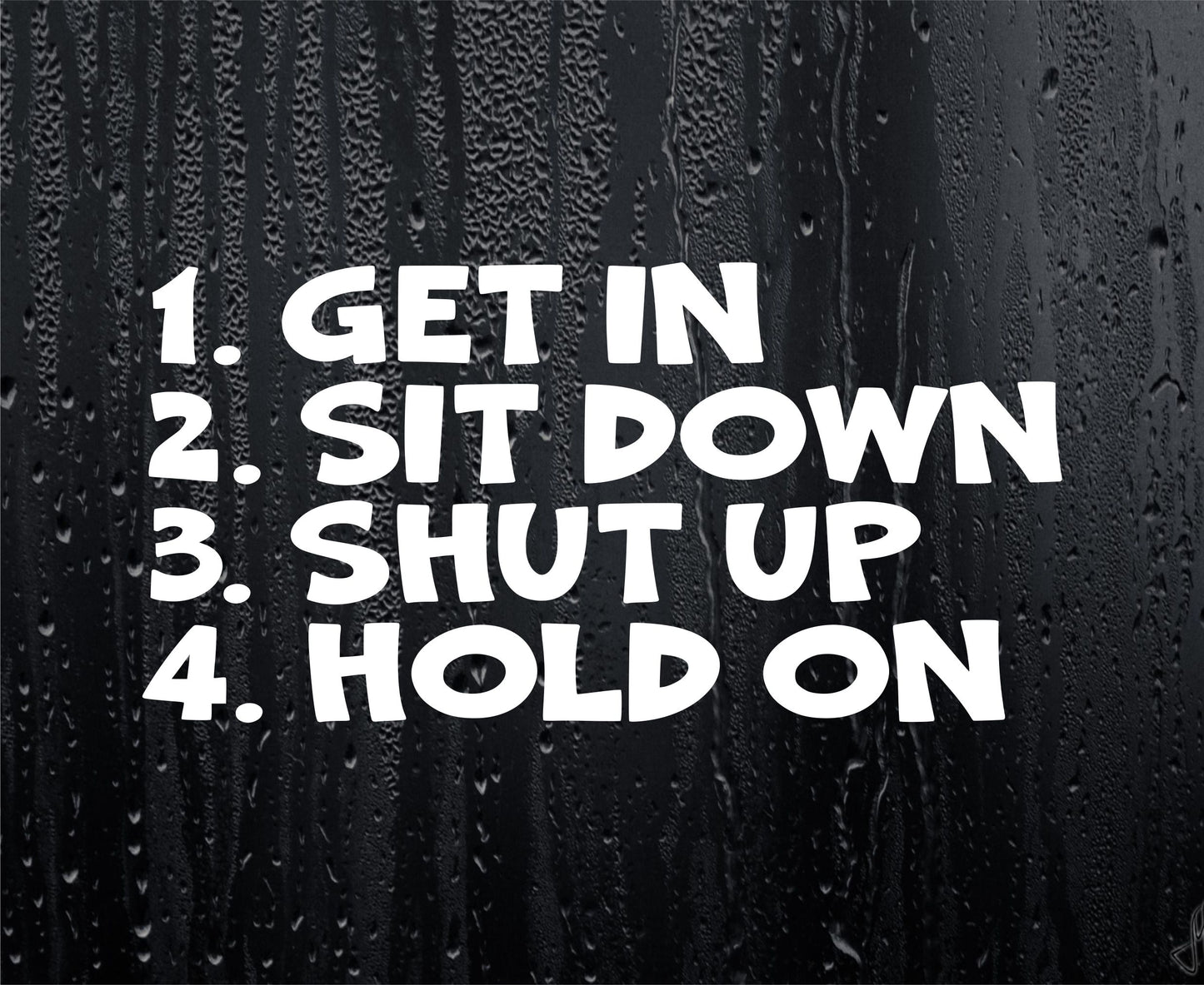 Car Sticker GET IN SIT DOWN SHUT UP HOLD ON Funny Van Bumper Window Boot Decal Present