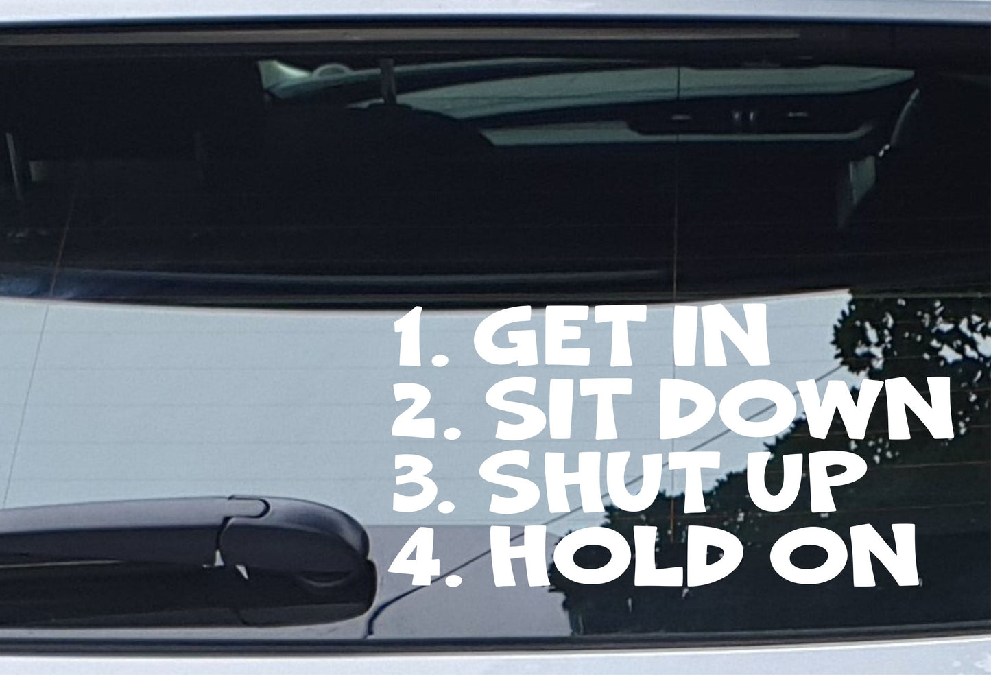 Car Sticker GET IN SIT DOWN SHUT UP HOLD ON Funny Van Bumper Window Boot Decal Present