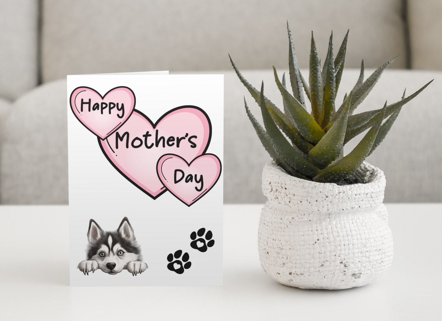 Husky Mother's Day Card - Nice Cute Fun Pet Dog Puppy Owner Novelty Greeting Card