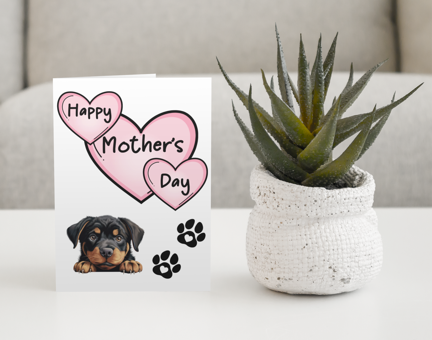 Rottweiler Mother's Day Card - Nice Cute Fun Pet Dog Puppy Owner Novelty Greeting Card