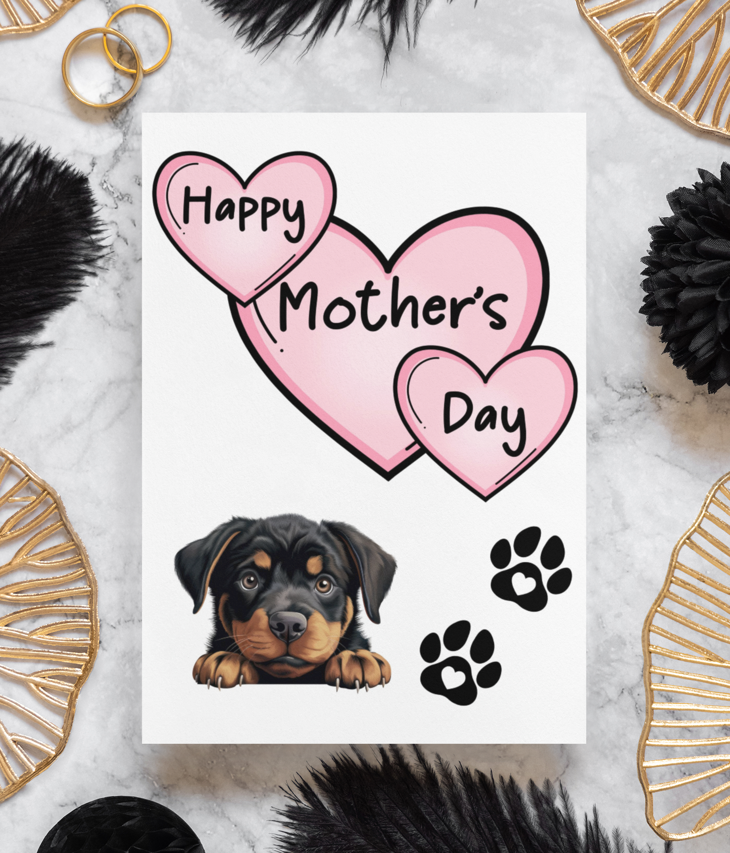 Rottweiler Mother's Day Card - Nice Cute Fun Pet Dog Puppy Owner Novelty Greeting Card