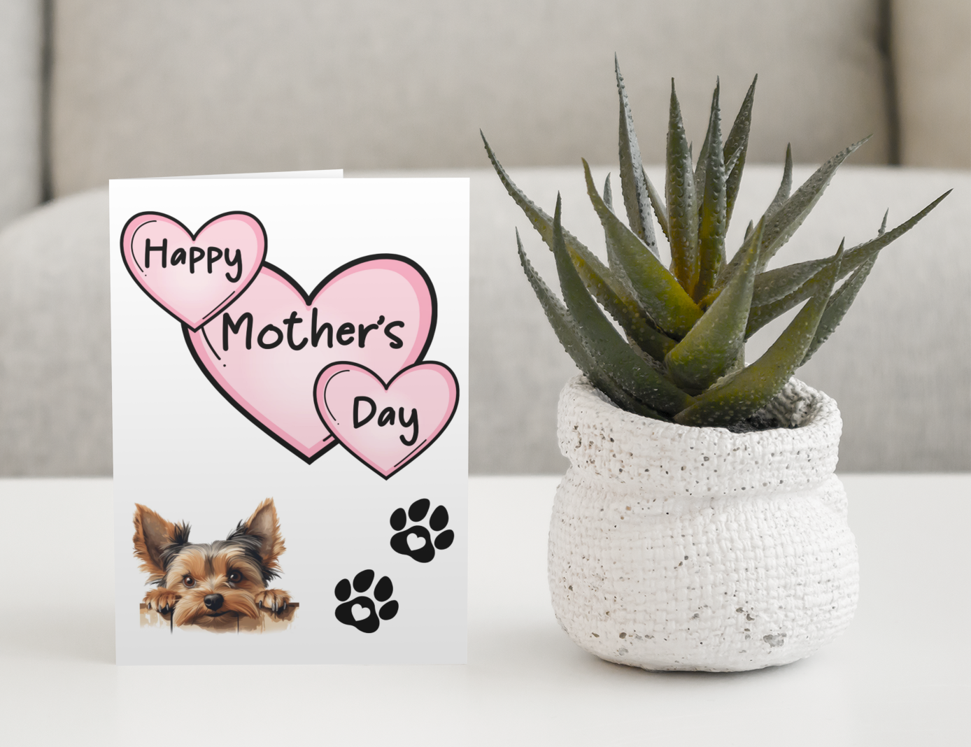 Yorkshire Terrier Mother's Day Card - Nice Cute Fun Pet Dog Puppy Owner Novelty Greeting Card