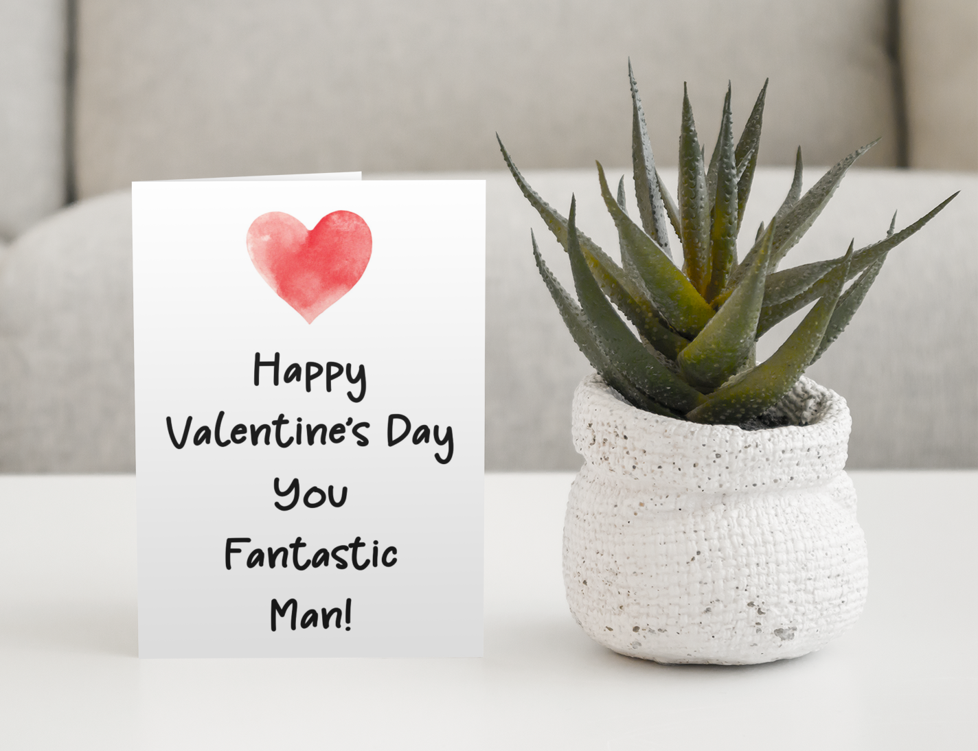 Valentine's Day Card - Happy * You Fantastic Man - Nice Fun Cute Greeting Present