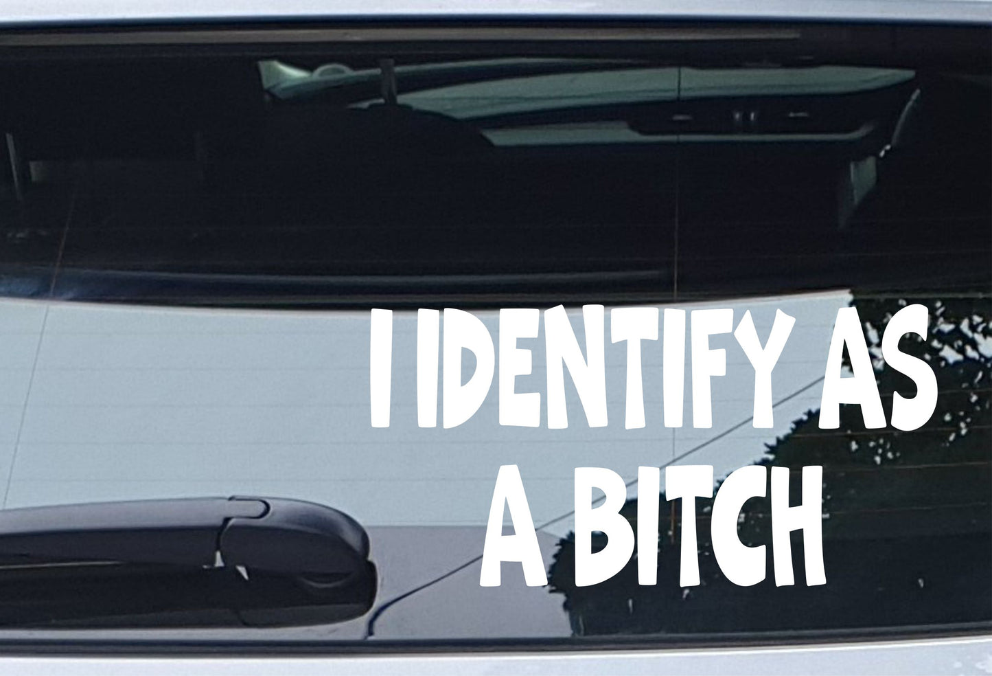 Funny Sticker I Identify As A Bitch Novelty Girly Van Car Window Bumper Boot Door Decal