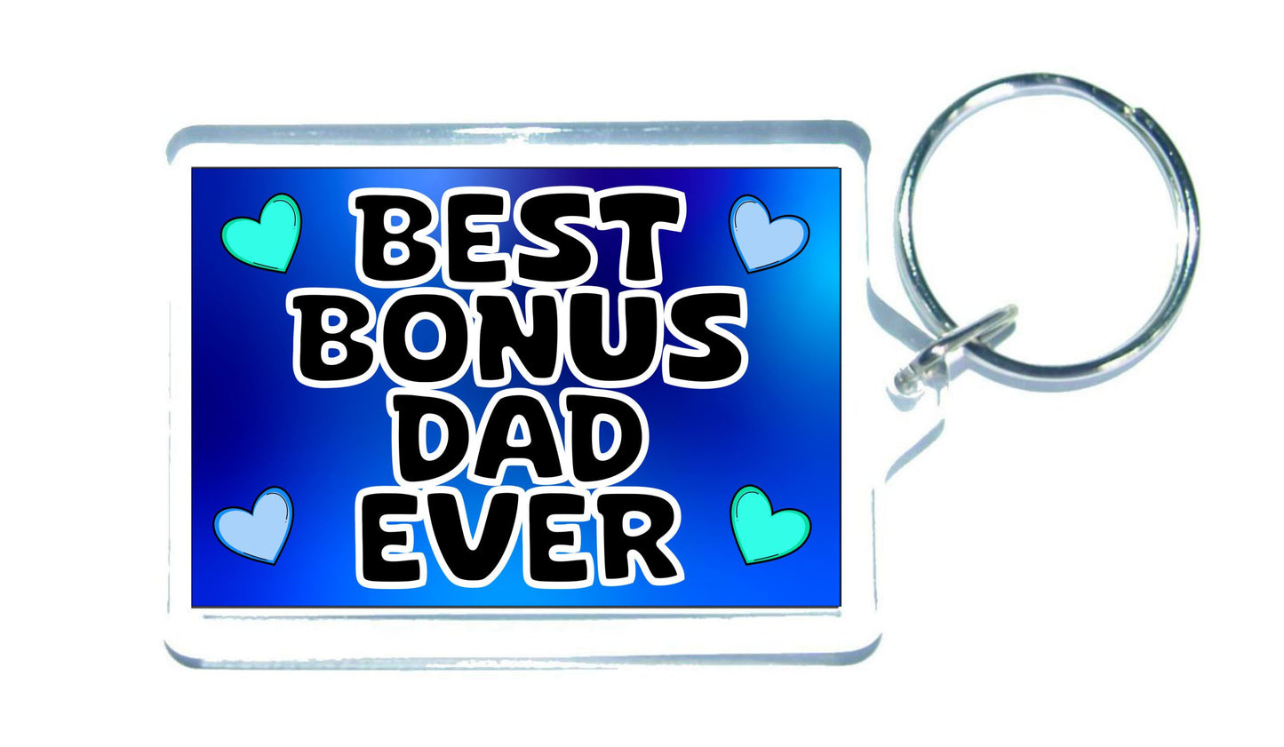 Bonus Dad Keyring Gift - Best Bonus Dad Ever - Cute Fun Novelty Family Present