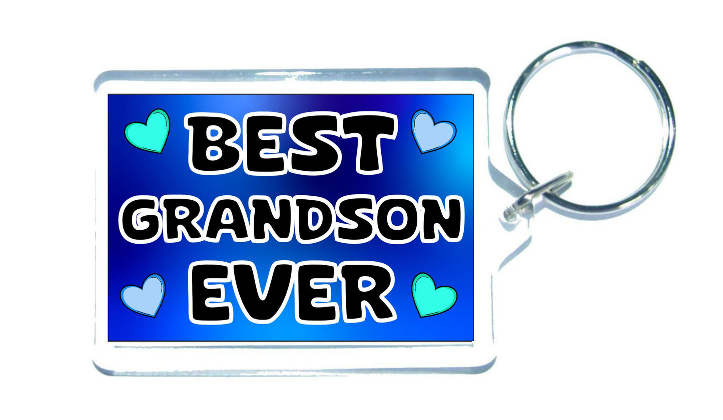 Grandson Keyring Gift - Best Grandson Ever - Cute Fun Novelty Family Present