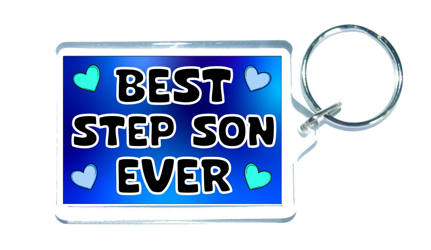 Step Son Keyring Gift - Best Step Son Ever - Cute Fun Novelty Family Present