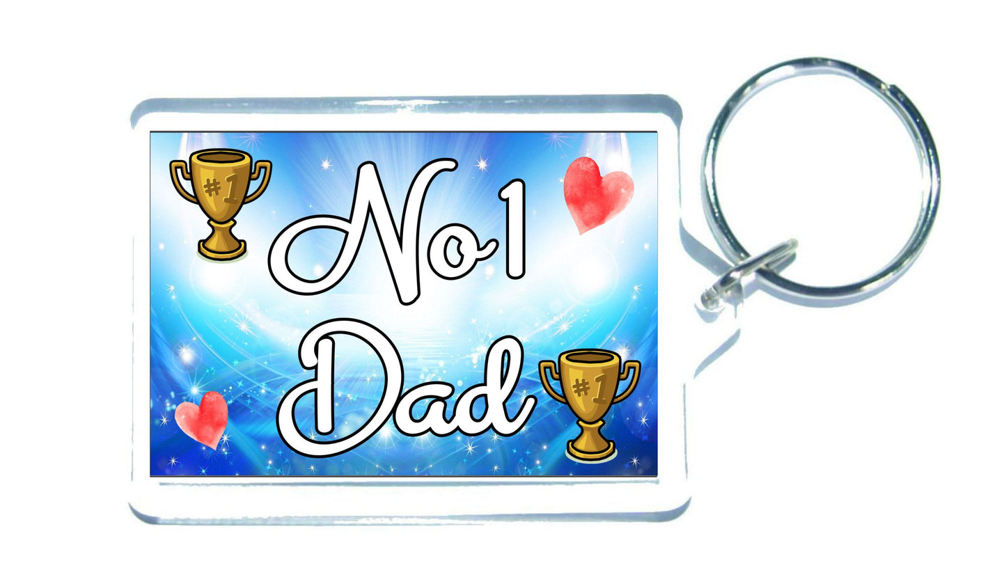 Dad Keyring Gift - Number One Dad - Cute Fun Novelty Family Present