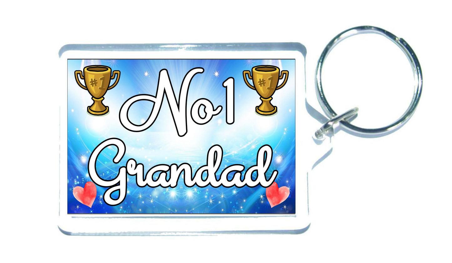 Grandad Keyring Gift - Number One Grandad - Cute Fun Novelty Family Present
