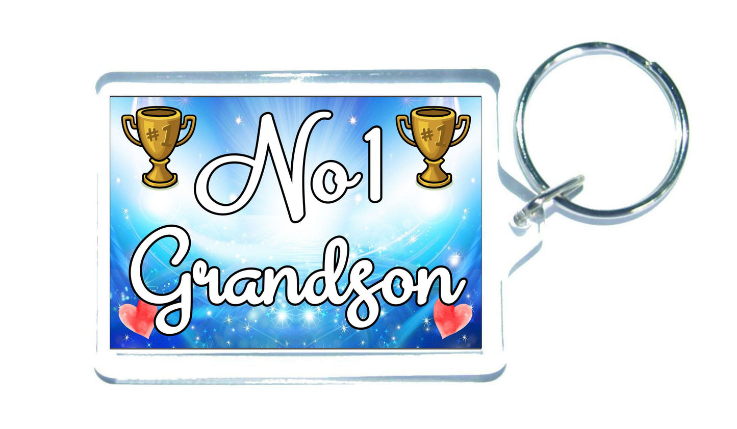 Grandson Keyring Gift - Number One Grandson - Cute Fun Novelty Family Present