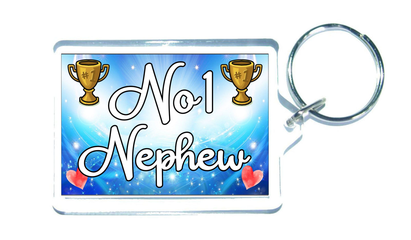 Nephew Keyring Gift - Number One Nephew - Cute Fun Novelty Family Present