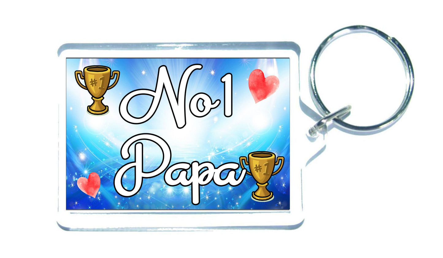 Papa Keyring Gift - Number One Papa - Cute Fun Novelty Family Present
