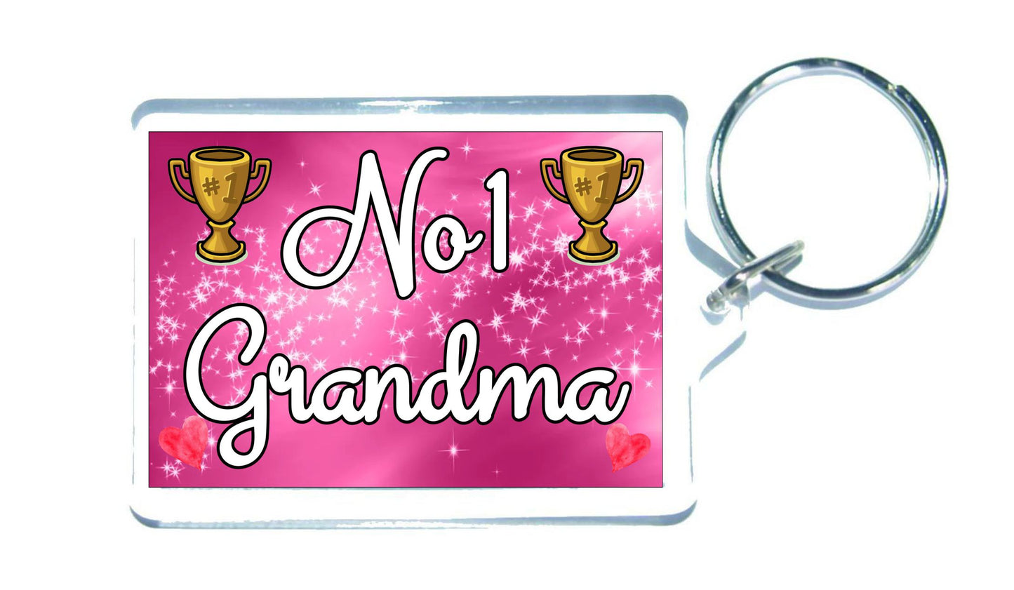 Grandma Keyring Gift - Number One Grandma - Cute Fun Novelty Family Present