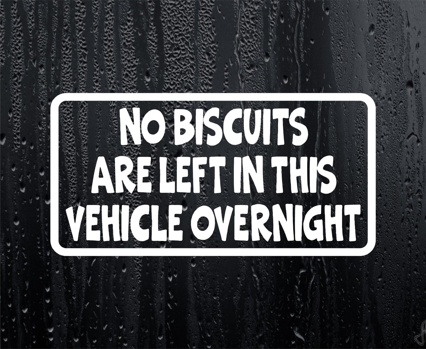 Car Sticker No Biscuits Are Left In Vehicle Overnight Funny Novelty Van Window Bumper Boot Door Decal