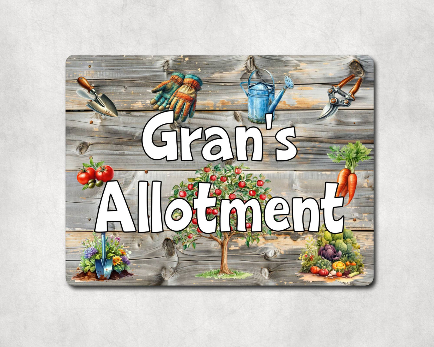 Garden Metal Sign Gift - Gran's Allotment - Cute Fun Novelty Family Aluminium Present