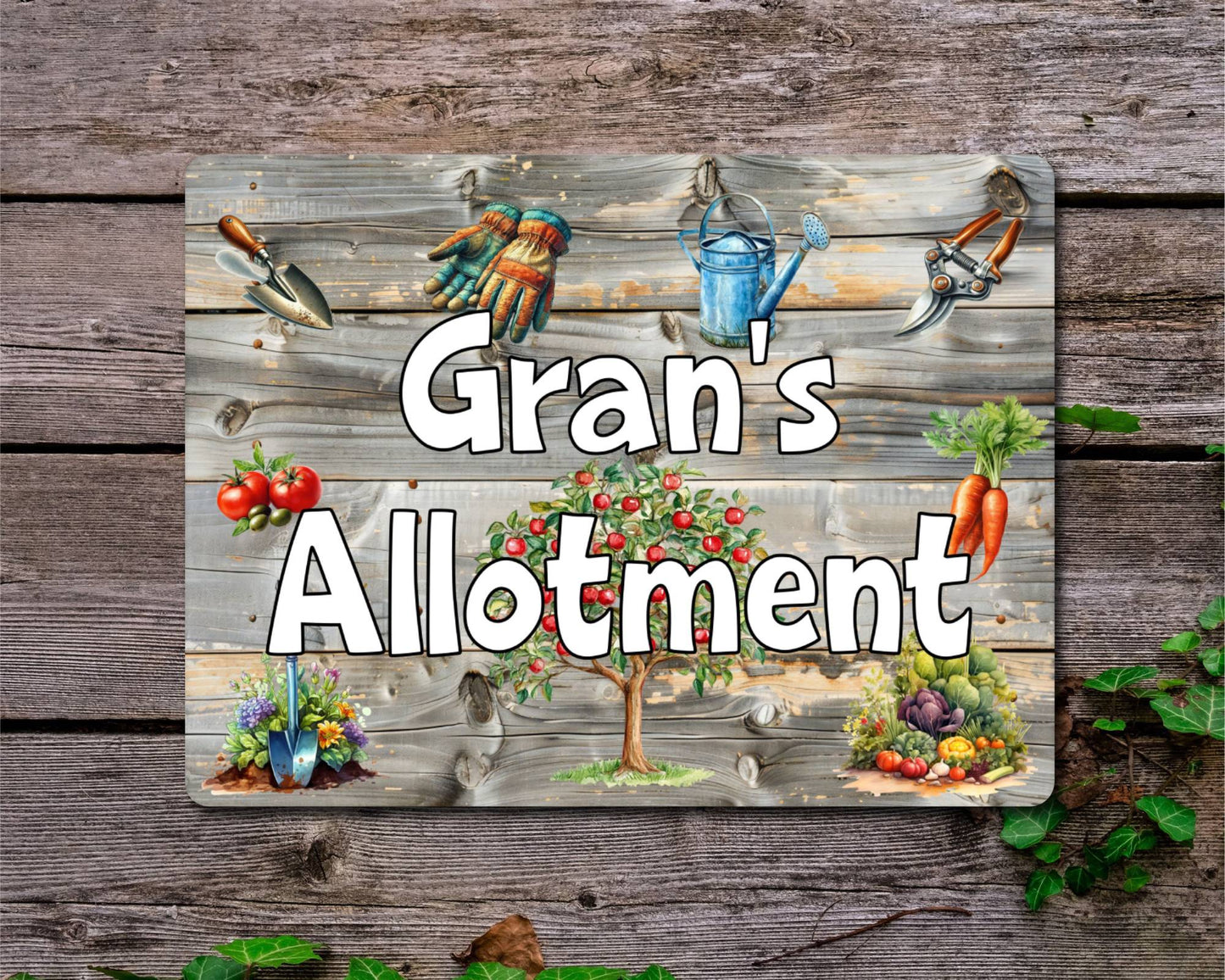 Garden Metal Sign Gift - Gran's Allotment - Cute Fun Novelty Family Aluminium Present