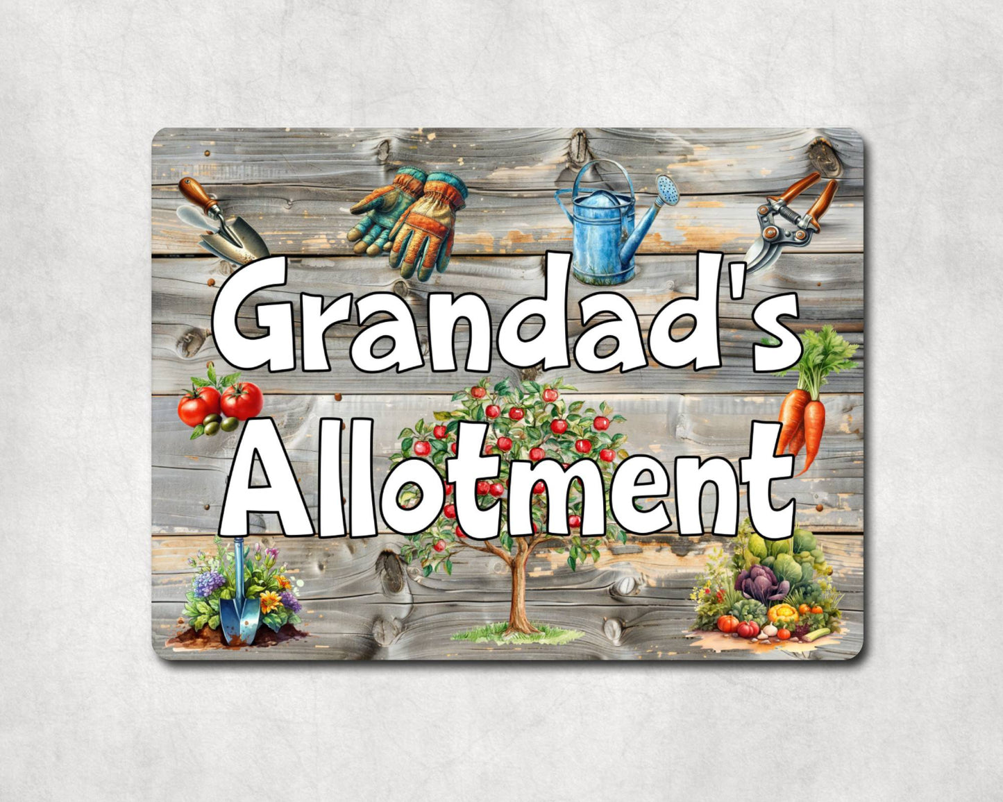 Garden Metal Sign Gift - Grandad's Allotment - Cute Fun Novelty Family Aluminium Present
