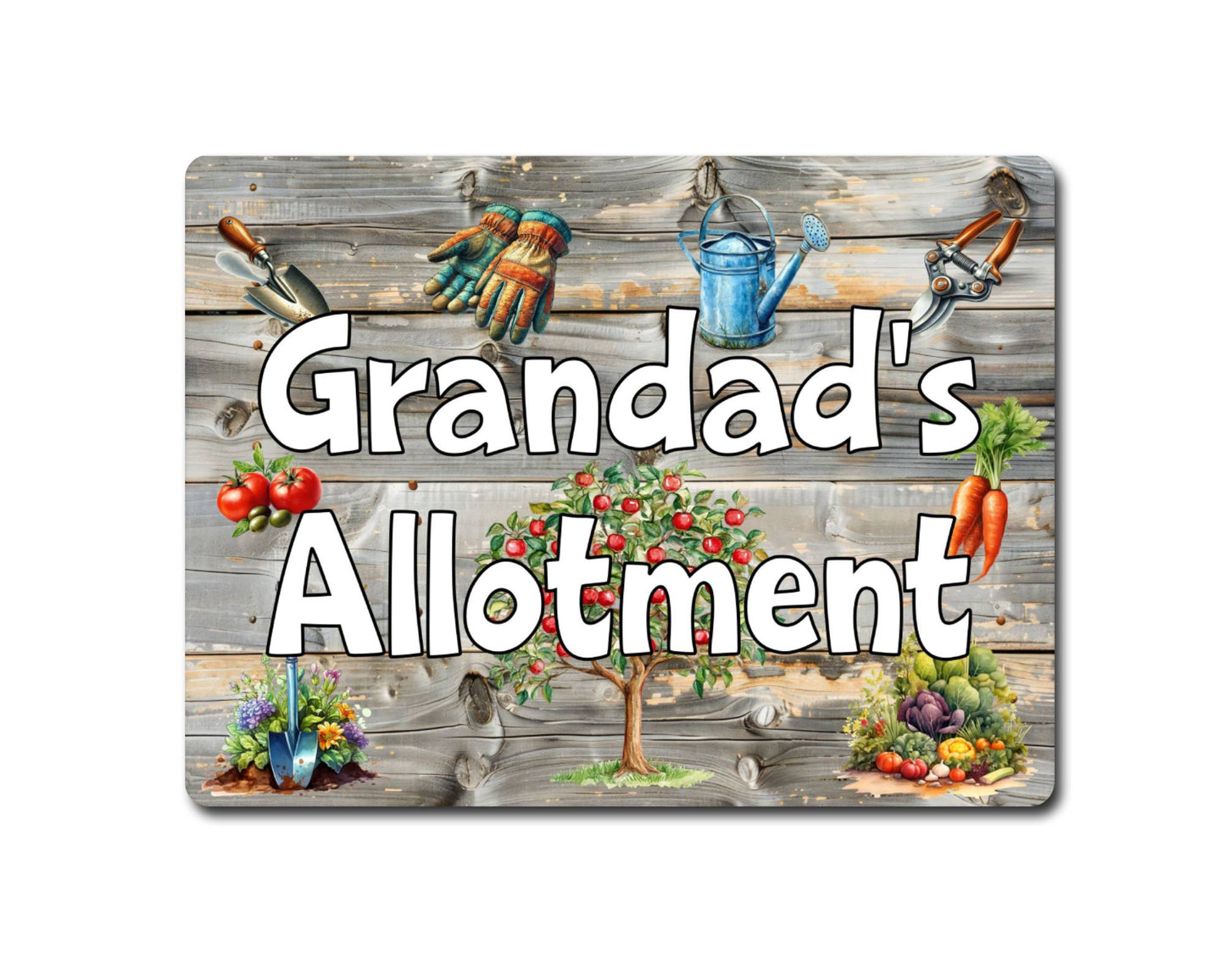 Garden Metal Sign Gift - Grandad's Allotment - Cute Fun Novelty Family Aluminium Present