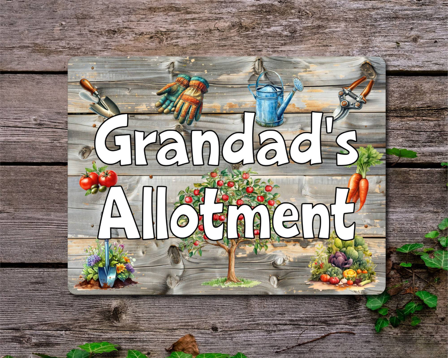 Garden Metal Sign Gift - Grandad's Allotment - Cute Fun Novelty Family Aluminium Present