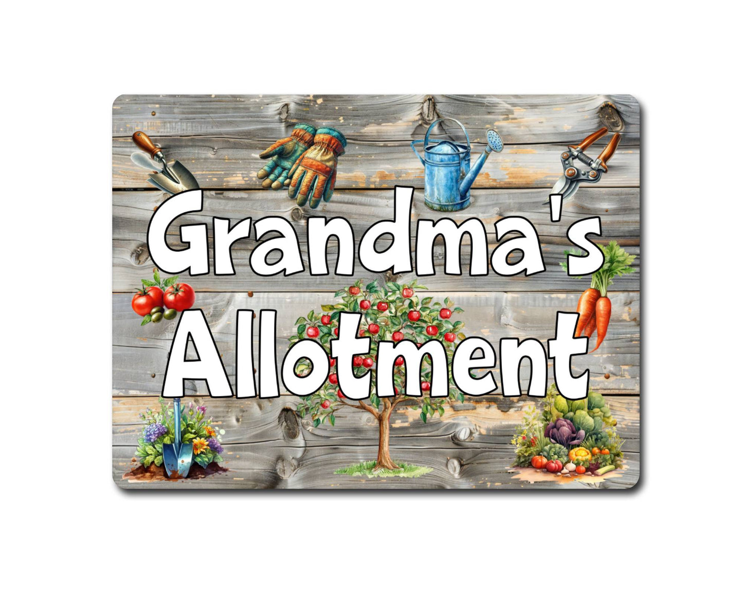 Garden Metal Sign Gift - Grandma's Allotment - Cute Fun Novelty Family Aluminium Present